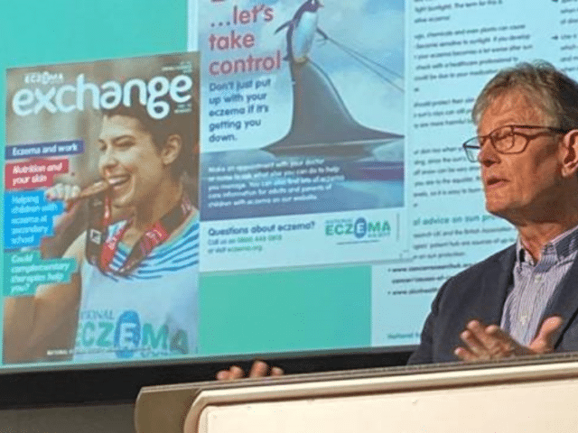National Eczema Society, Chief Executive, Andrew Proctor presenting about National Eczema Society