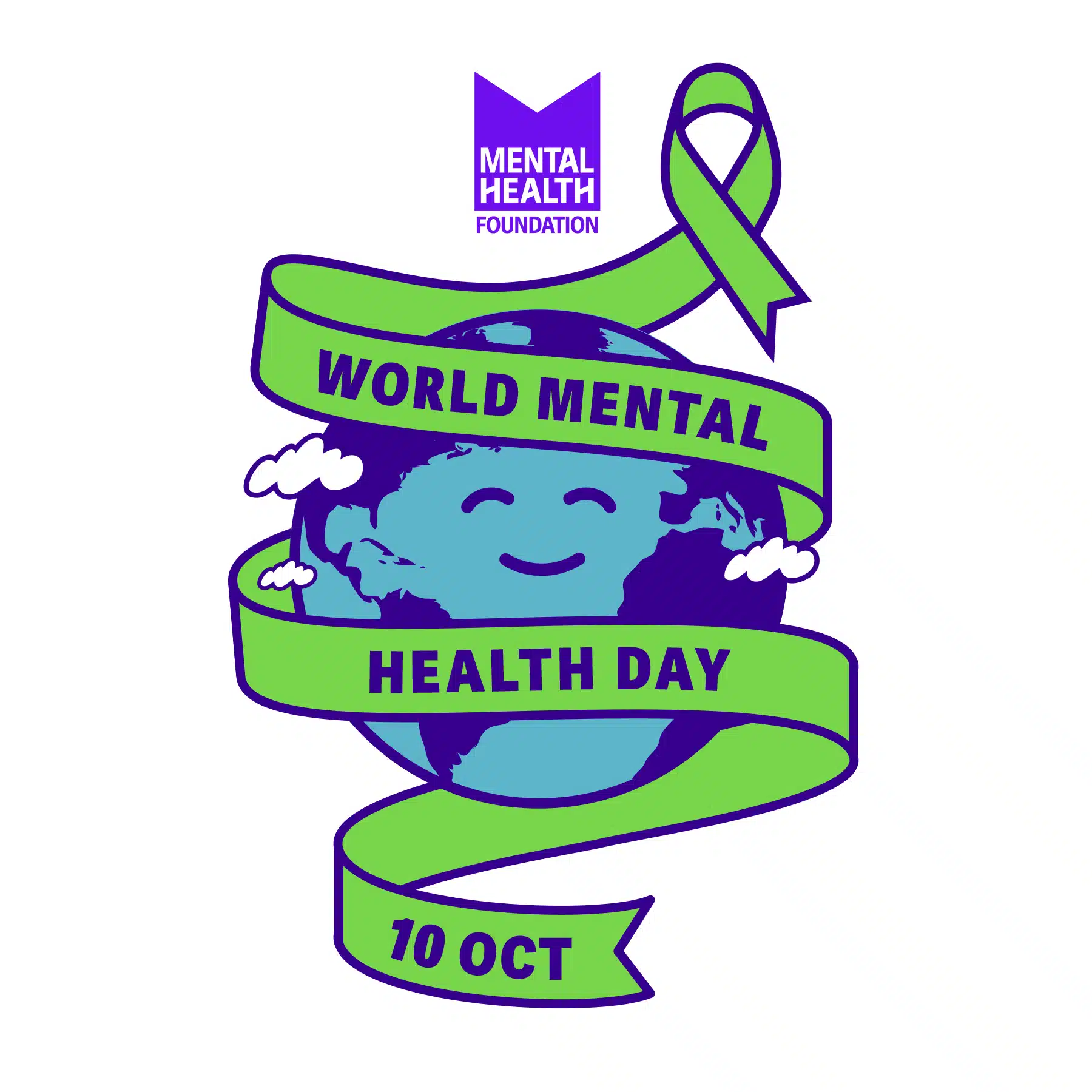 Image shows cartoon logo of World Mental Health Day 2024